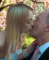 Young blonde moaning fucking an old man she swallows his cumshot